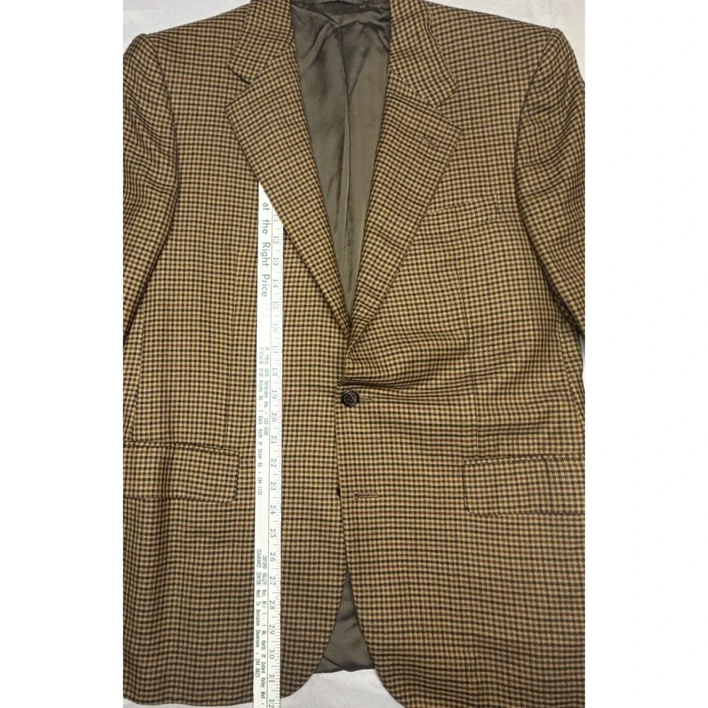 Sulka 100% Cashmere Sport Coat 52R Made in Italy, Brown Houndstooth, Double Vent